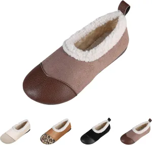 Warm and Luxurious Winter Leather Shoes for Women, Warm Plush Lining with Orthopedic Arch Support, Casual Walking Shoes