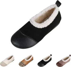 Warm and Luxurious Winter Leather Shoes for Women, Warm Plush Lining with Orthopedic Arch Support, Casual Walking Shoes