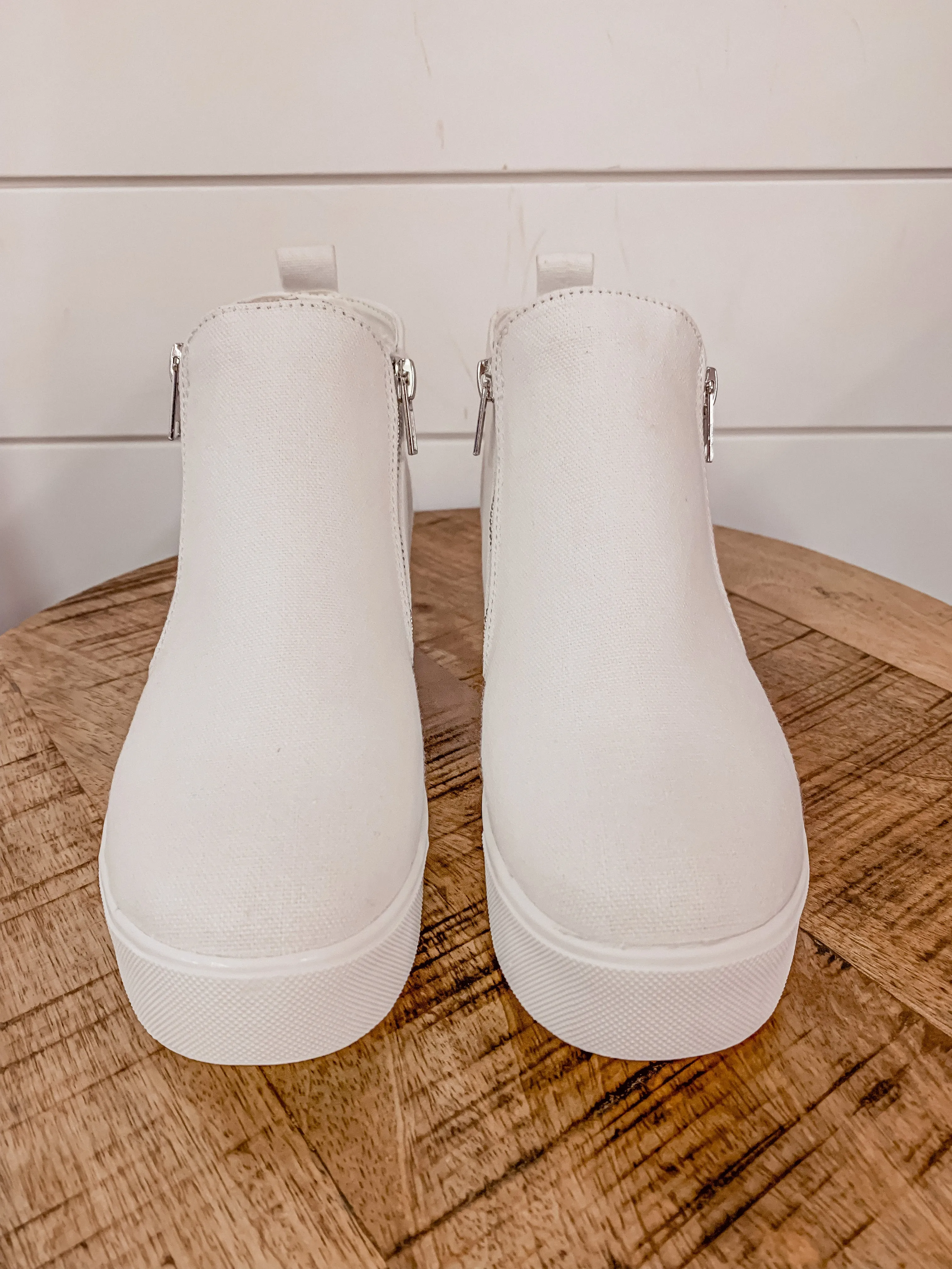 White Canvas Sneaker Wedge
