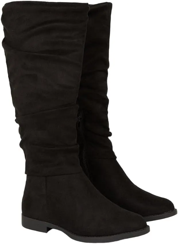 Wide Fit Karina Flat Ruched Boots