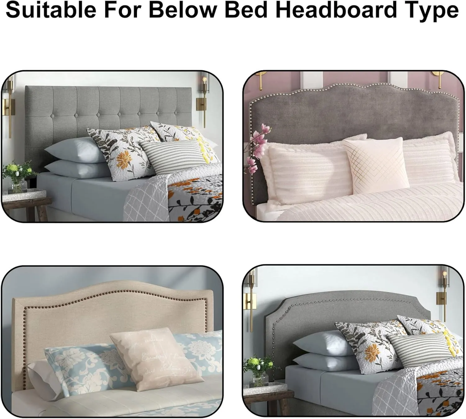 WOMACO Twin/Full Headboard Cover with Remote Pockets, Stretch Velvet Head Board Slipcover, Dustproof Bed Head Cover for Upholstered Headboard (Dark Blue, 35" - 50")