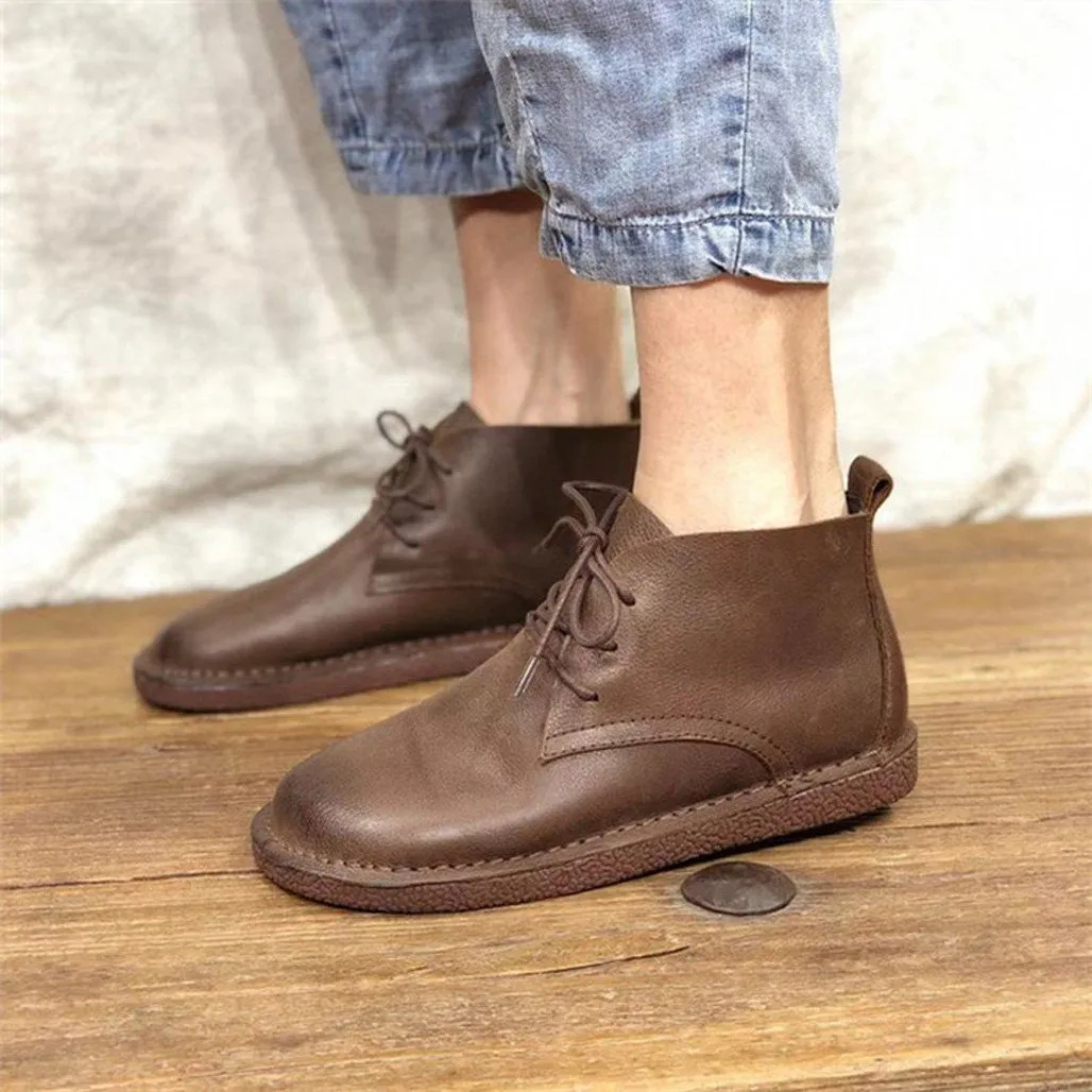 Women Retro Handmade Leather Casual Boots