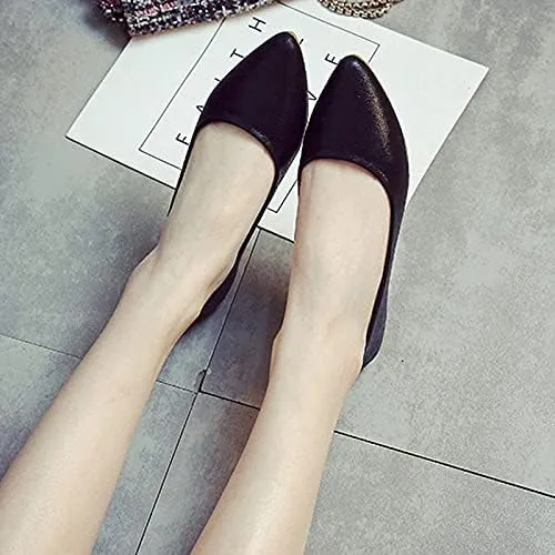 Women's Fashion Pointed Toe Ballets Flat Shoes Casual Simple Slip on Walking Driving Shoes