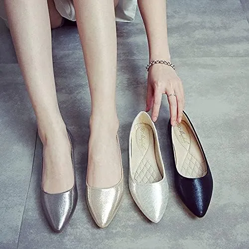 Women's Fashion Pointed Toe Ballets Flat Shoes Casual Simple Slip on Walking Driving Shoes