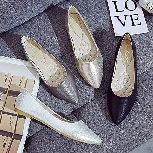 Women's Fashion Pointed Toe Ballets Flat Shoes Casual Simple Slip on Walking Driving Shoes