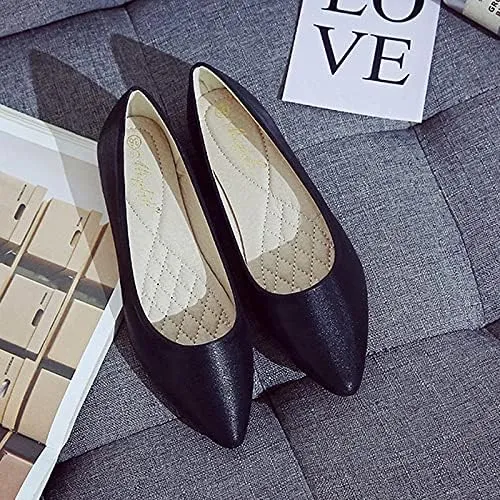 Women's Fashion Pointed Toe Ballets Flat Shoes Casual Simple Slip on Walking Driving Shoes
