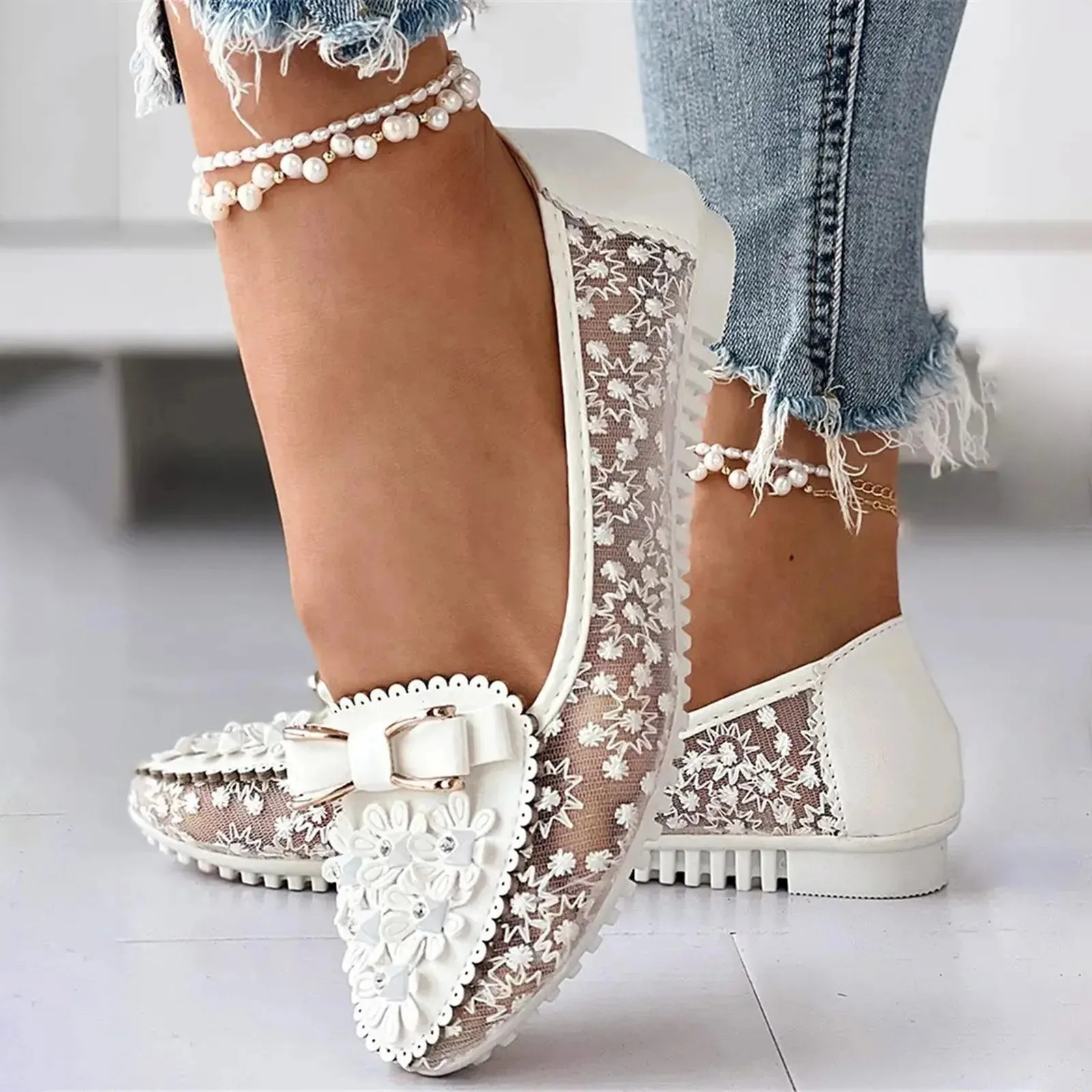 Women's Leather Soft Sole Slip On Shallow Mouth Elegant Office