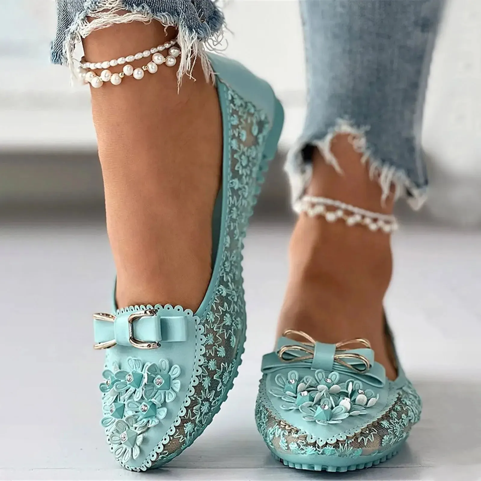 Women's Leather Soft Sole Slip On Shallow Mouth Elegant Office