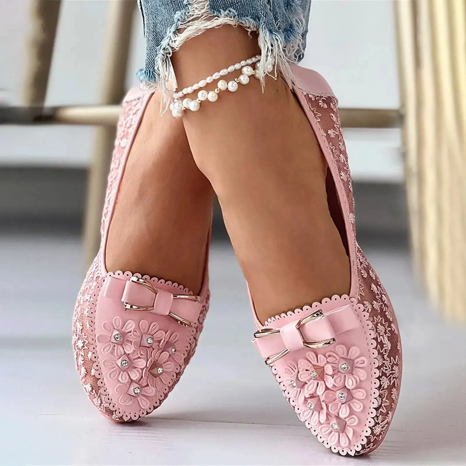 Women's Leather Soft Sole Slip On Shallow Mouth Elegant Office