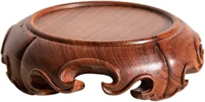 Wooden Home Furniture Mahogany Pedestal Stand Handmade Oriental Carving Decor Vase Porcelain Round Display Base