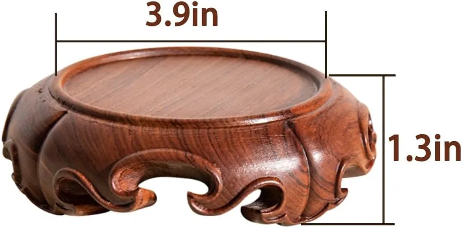 Wooden Home Furniture Mahogany Pedestal Stand Handmade Oriental Carving Decor Vase Porcelain Round Display Base