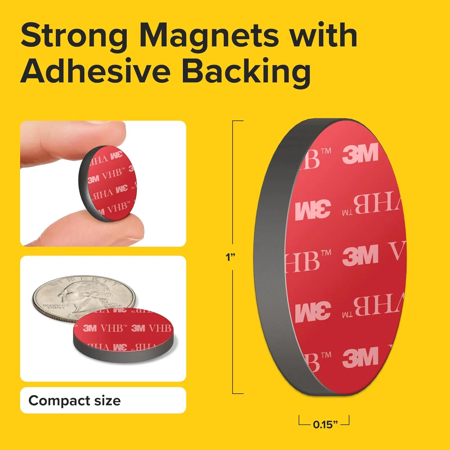 X-bet MAGNET Heavy Duty Adhesive Magnets for Crafts - Ultra Strong 1" Round Sticky Magnet for Whiteboard & Fridge - DIY, Planning & Organization (1", 72 pcs)